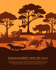 Fototapeta premium vector endangered species day poster template