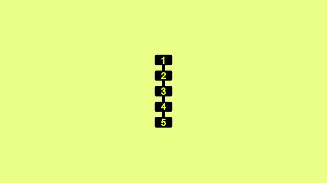 Animated number scale indicator showing levels from 1 to 5. Suitable for dashboards, rating systems, progress meters, UI/UX design elements, data visualization, performance indicators, score displays