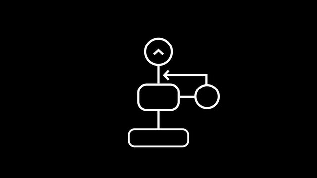 Animated algorithm icon. Flowchart line animation. Decision making chart. Process optimization. Machine learning. Black illustration on white background. HD video with alpha channel. Motion graphic