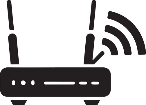 WiFi router icon set, wireless internet modem symbols, network hardware collection, Wireless Internet Signal Device.