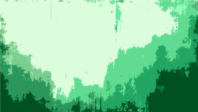 Abstract verdant forest landscape stylized artistic interpretation shades of green serene atmosphere tranquil woodland abstract art background vibrant ecological theme minimal design.