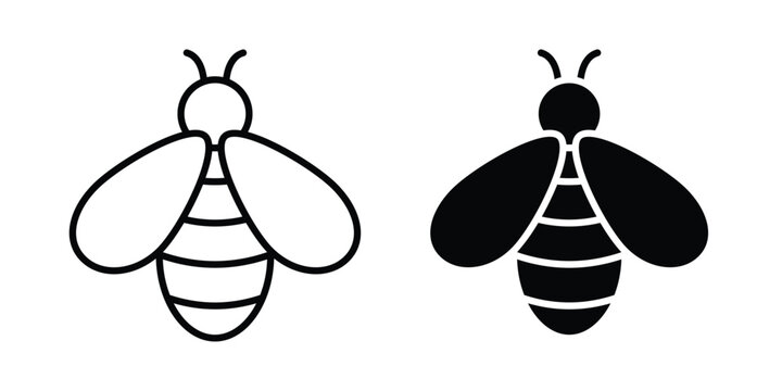 Bee icon outline pictogram. Flat Symbols.