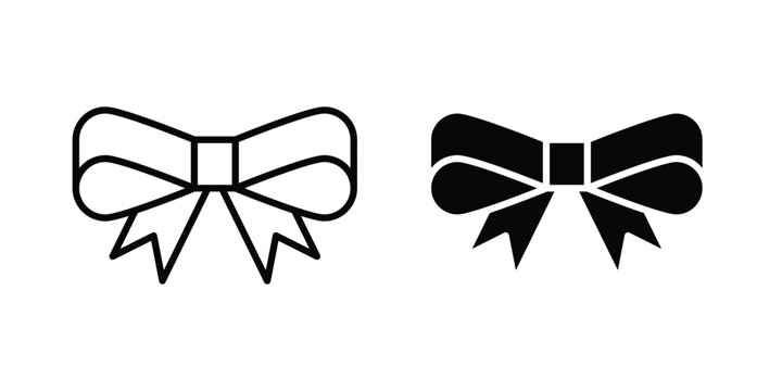 Bow icon outline pictogram. Flat Symbols.
