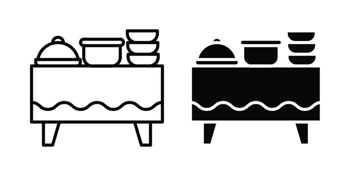 Catering buffet icon outline pictogram. Flat Symbols.