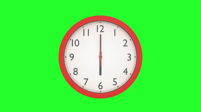 Fast Spinning Wall Clock With Motion Blur on Green Screen Background