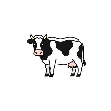 Cute Spotted Dairy Cow Vector Illustration Isolated on White