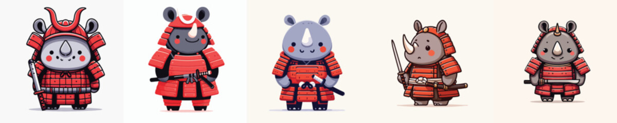 cute rhino vector wearing samurai armor © sarah16blakeyxh2