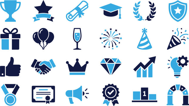 Celebration and party icons for holidays and special events fun and joy.
