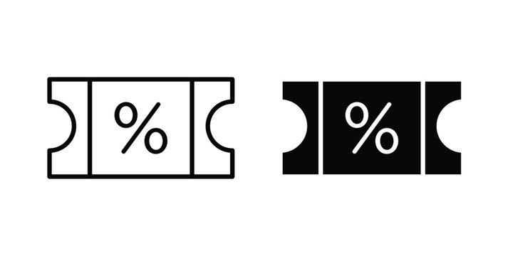 Discount voucher icon outline pictogram. Flat Symbols.