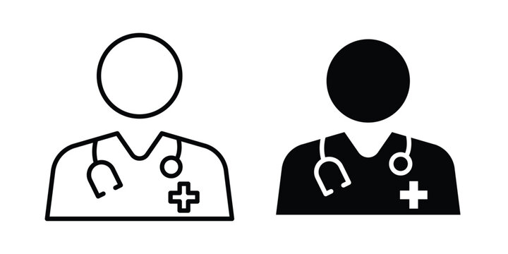 Doctor icon outline pictogram. Flat Symbols.