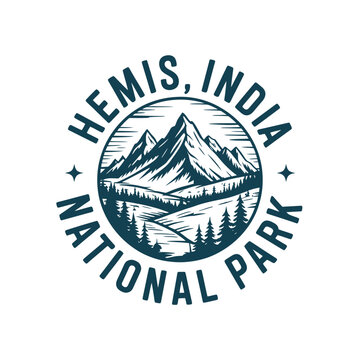 Hemis national park india a vintage style circular emblem design