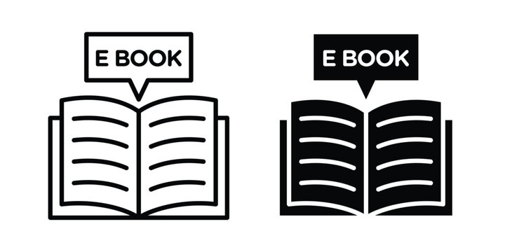 Ebook icon outline pictogram. Flat Symbols.