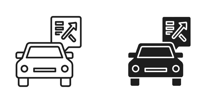 Vehicles with upward directional maintenance signs indicating service or inspection needed