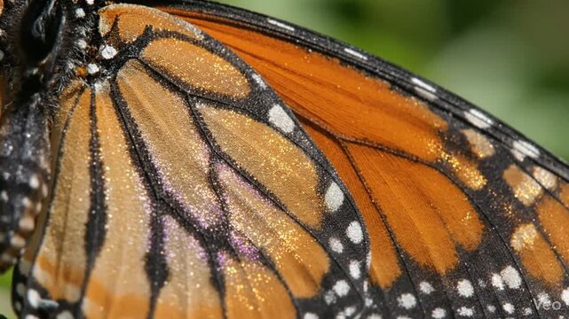 Monarch Butterfly Wing Close-up Orange, Black, White Pattern, Insect Detail, Nature Macro