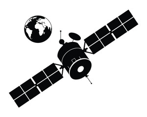 Satellite Orbit Earth Space Silhouette Planet Communication Technology Spacecraft Orbiting Vector Illustration Set Isolated Background © ARIF AHMED 02