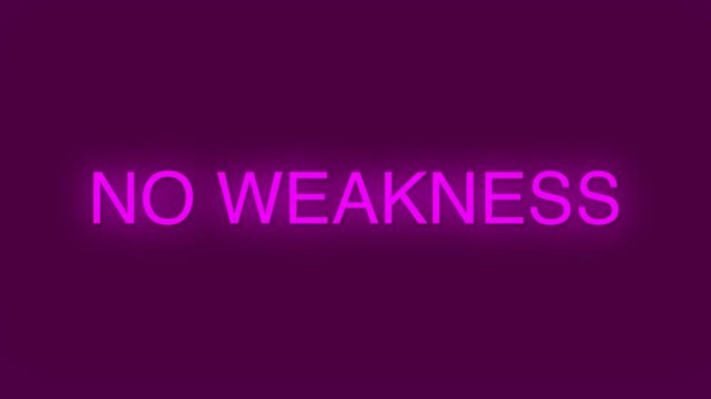 No weakness bold typography motion purple background, text message