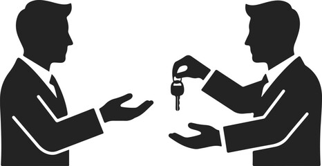 Fototapeta premium Businessman handing over car keys to another person