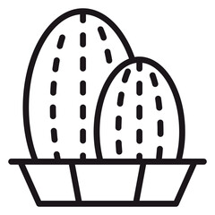 Minimalist black line art vector icon of two cacti in a pot, isolated on white background. Simple silhouette illustration of succulent desert plants in a planter for web and mobile app design. © Shakib