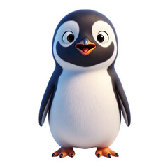 Fototapeta premium Cute Penguin Character Standing on White Background