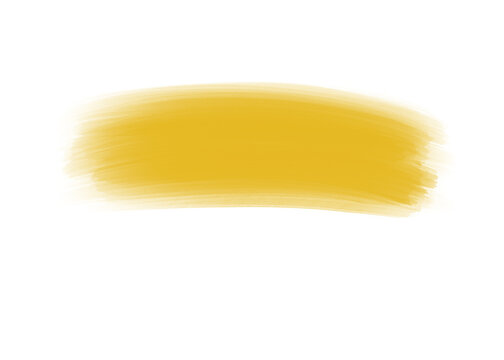 Yellow brush stroke of highlighter paint on transparent background.