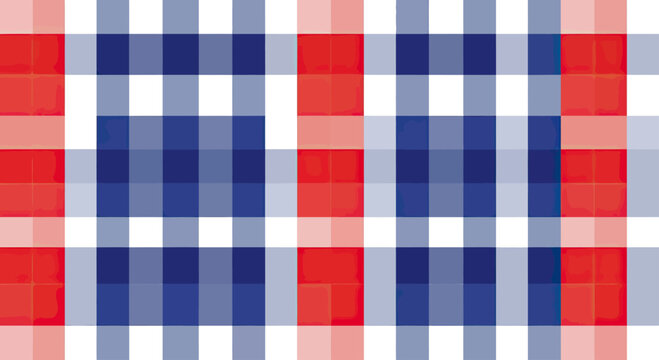 Red, white, and blue gingham pattern with overlapping squares
