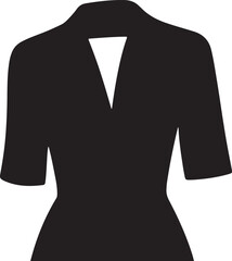 Naklejka premium Elegant Black V-Neck Blouse with Short Sleeves - Minimalist Design