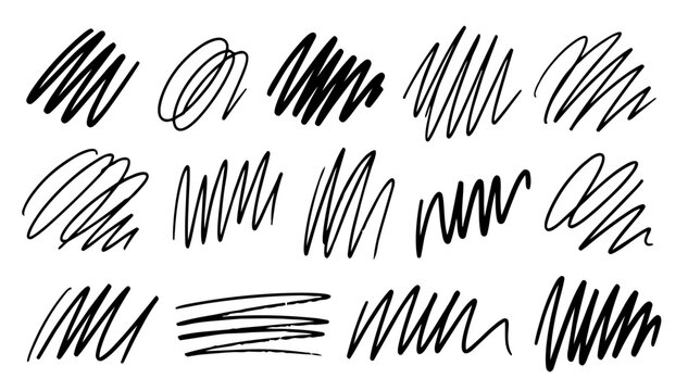 Hand drawn doodle vector set of messy line doodles for abstract design, loose sketchy ink pen scribbles, chaotic strokes, and expressive marks for UI, notes, and creative design projects