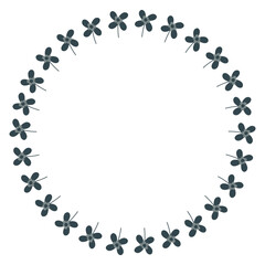 Naklejka premium Simple botanical wreath of flowers in a monochrome palette on white background