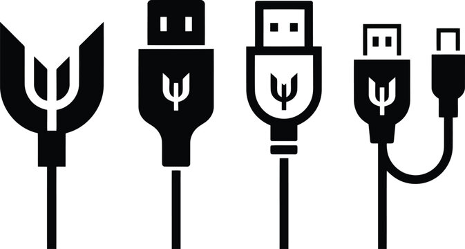 Various computer connector types a collection of data transfer and power ports