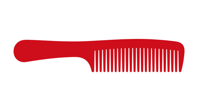 Red Plastic Comb Vector Icon Isolated on PNG Background, red comb, plastic comb, hair comb, comb vector, grooming tool, beauty accessory, hair care, salon tool, comb icon, flat design, minimal icon, 