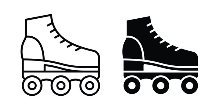 Roller skates icon outline pictogram. Flat Symbols.