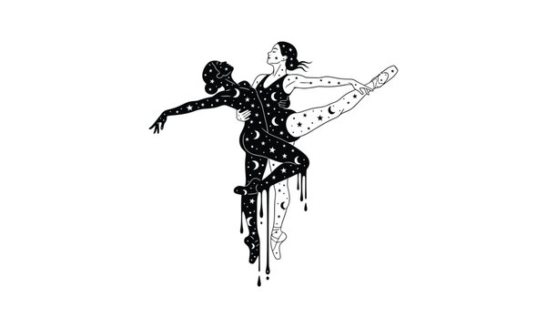 Elegant fairy silhouette a whimsical sketch of a winged figure in mid flight