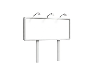 Obraz premium A large empty horizontal billboard structure featuring three overhead lights for evening illumination