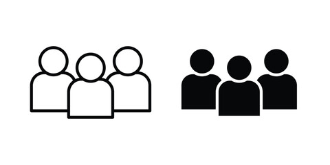 Fototapeta premium Team icon outline pictogram. Flat Symbols.
