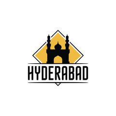 Obraz premium Hyderabad logo featuring the charminar monument in a geometric design