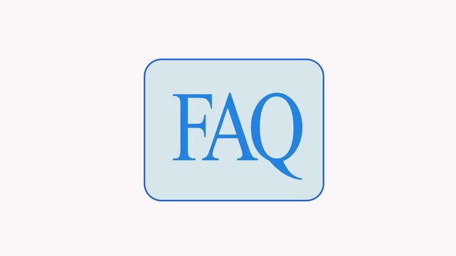 Simple and modern faq animation on white background. Sleek animated faq icon with soft rounded corners. Clean animated faq icon sign displayed on white background with rounded corners.
