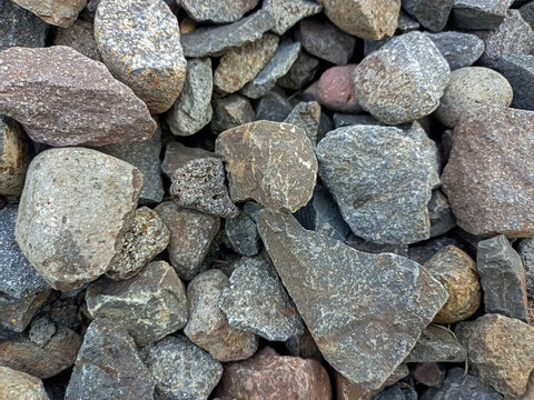 Close-up of Crushed Stones on Railway Track Bed