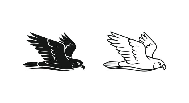 Elegant Black and White Flying Birds Design Vector Icons Vector