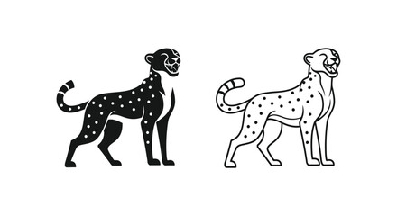 Fototapeta premium Black and White Animal Silhouette Vector Icons Design Vector