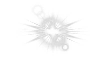 Fototapeta premium White sparkle light effect isolated on transparent background. Glowing silver white light. Shining star, light spark with rays. Light sparkle bling effect. Light PNG. Flare light, lens flare