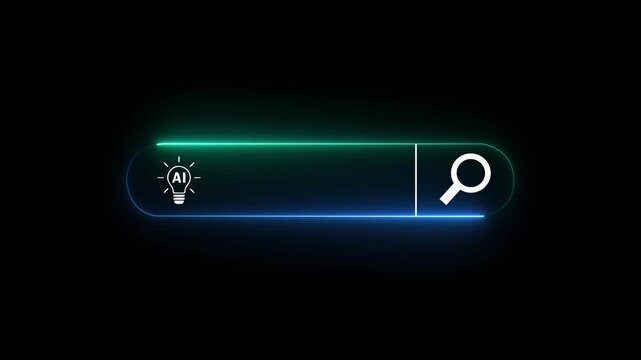 AI search bar interface concept on the transparent background. representing artificial intelligence, smart search engine, data analysis, machine learning. Motion graphics of machine learning idea.4K