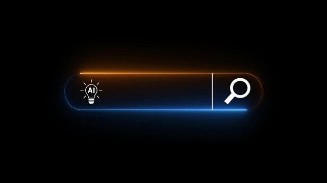 AI search bar interface concept on the transparent background. representing artificial intelligence, smart search engine, data analysis, machine learning. Motion graphics of machine learning idea.4K