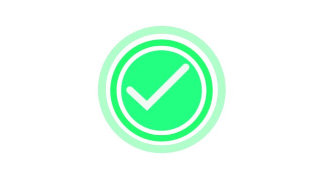 Website and app green check mark loading animation for presentations video. Business success animation with green check mark and progress indicator animation.