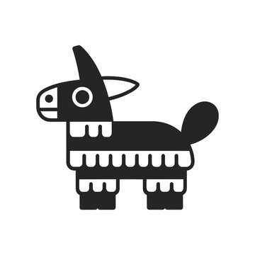 Stylized black and white illustration of a donkey or burro profile