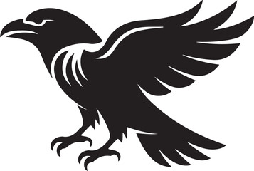 Fototapeta premium Black Silhouette of a Bird with Outstretched Wings and Claws