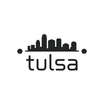 Black silhouette of tulsa skyline with city name typography