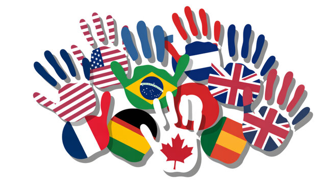 Colorful collection of international flags waving together in unity Vector