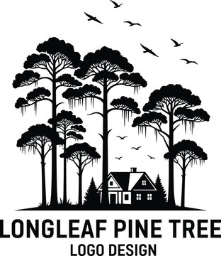 Longleaf pine trees and house logo.