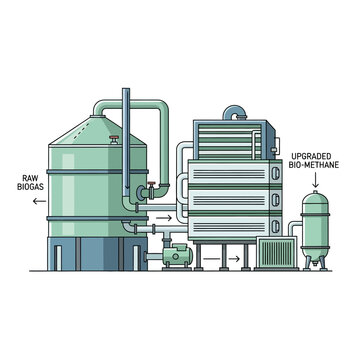 Biogas Upgrading Plant: Raw Biogas to Upgraded Bio-Methane Conversion Process