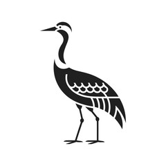 Obraz premium Stylized black and white illustration of a long legged wading bird